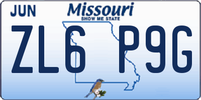 MO license plate ZL6P9G