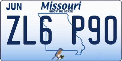 MO license plate ZL6P9O