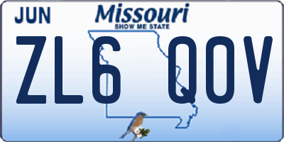 MO license plate ZL6Q0V