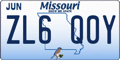 MO license plate ZL6Q0Y