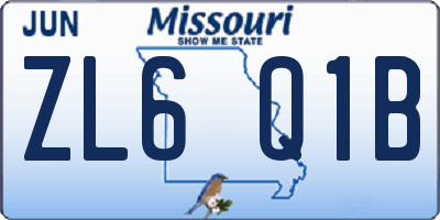 MO license plate ZL6Q1B