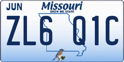 MO license plate ZL6Q1C