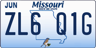 MO license plate ZL6Q1G