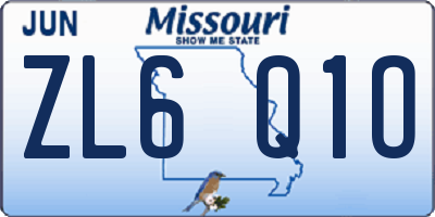 MO license plate ZL6Q1O