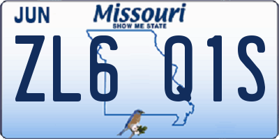 MO license plate ZL6Q1S