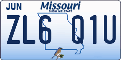 MO license plate ZL6Q1U