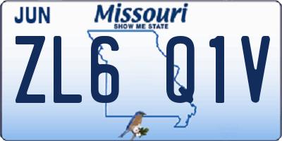 MO license plate ZL6Q1V