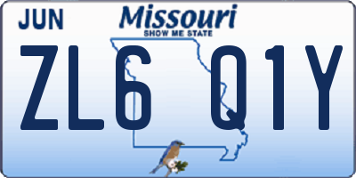 MO license plate ZL6Q1Y