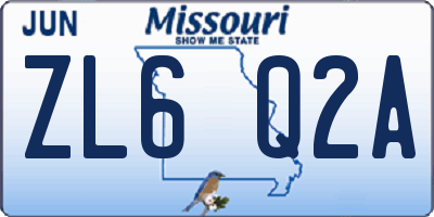MO license plate ZL6Q2A