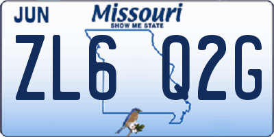 MO license plate ZL6Q2G