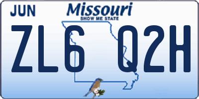 MO license plate ZL6Q2H