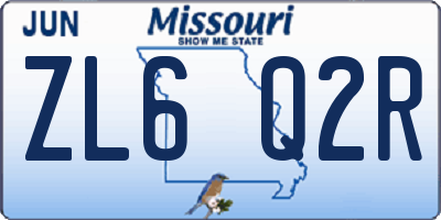 MO license plate ZL6Q2R