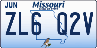 MO license plate ZL6Q2V