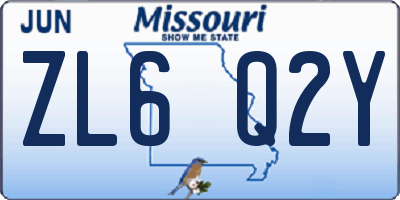 MO license plate ZL6Q2Y