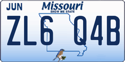 MO license plate ZL6Q4B