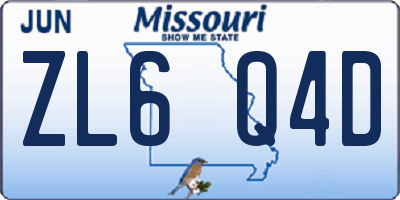 MO license plate ZL6Q4D