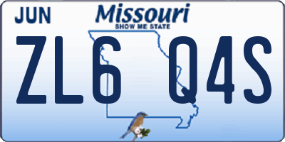 MO license plate ZL6Q4S