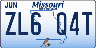 MO license plate ZL6Q4T