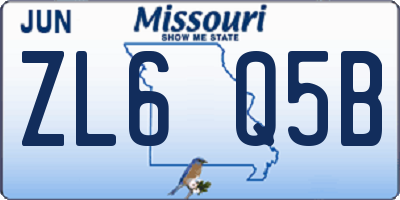 MO license plate ZL6Q5B