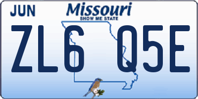 MO license plate ZL6Q5E