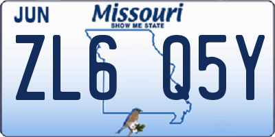 MO license plate ZL6Q5Y