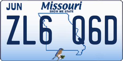 MO license plate ZL6Q6D