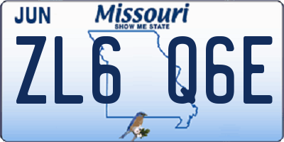 MO license plate ZL6Q6E