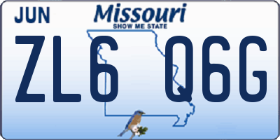 MO license plate ZL6Q6G