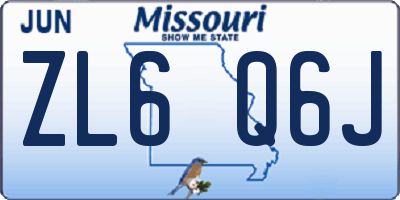 MO license plate ZL6Q6J