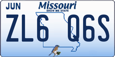 MO license plate ZL6Q6S