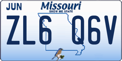 MO license plate ZL6Q6V