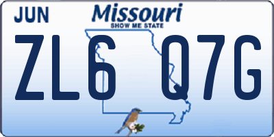 MO license plate ZL6Q7G