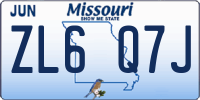 MO license plate ZL6Q7J