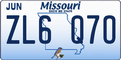 MO license plate ZL6Q7O