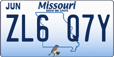 MO license plate ZL6Q7Y