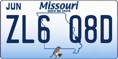 MO license plate ZL6Q8D