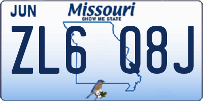 MO license plate ZL6Q8J
