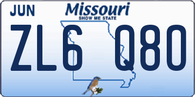 MO license plate ZL6Q8O