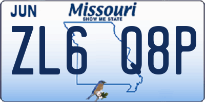 MO license plate ZL6Q8P