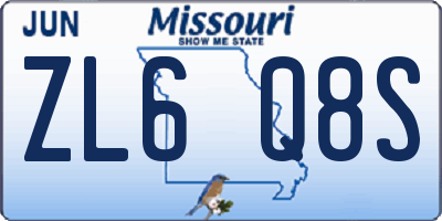 MO license plate ZL6Q8S