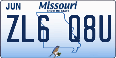 MO license plate ZL6Q8U