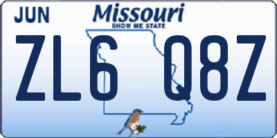 MO license plate ZL6Q8Z