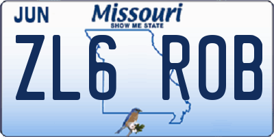 MO license plate ZL6R0B