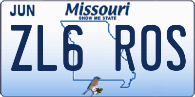 MO license plate ZL6R0S