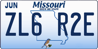 MO license plate ZL6R2E