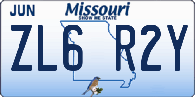 MO license plate ZL6R2Y