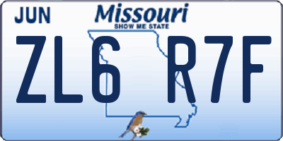 MO license plate ZL6R7F