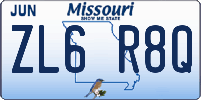 MO license plate ZL6R8Q