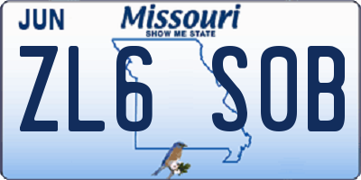 MO license plate ZL6S0B