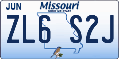 MO license plate ZL6S2J